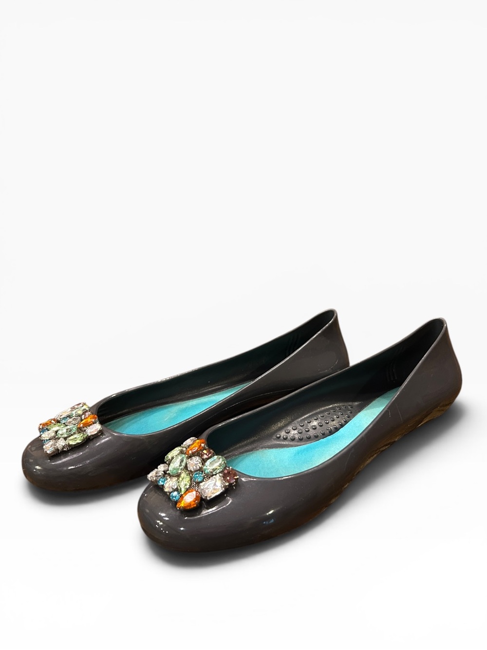 Oka-B "Bella" Jeweled Jelly Ballet Flat Gray Women’s Size 9